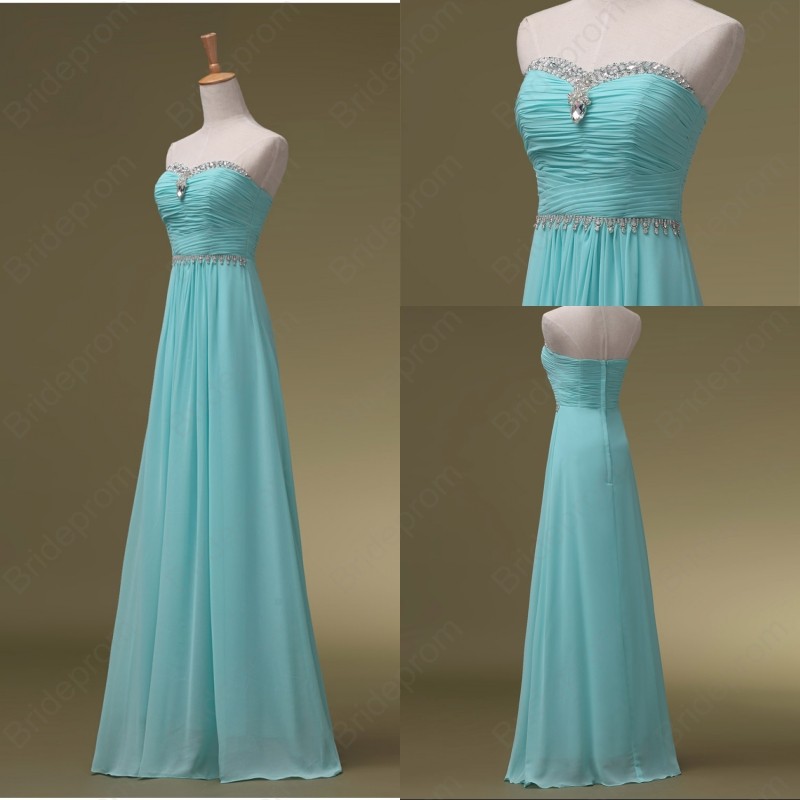 Sky Blue Prom Dresses, Long Bridesmaid Dresses, Long Evening Dresses